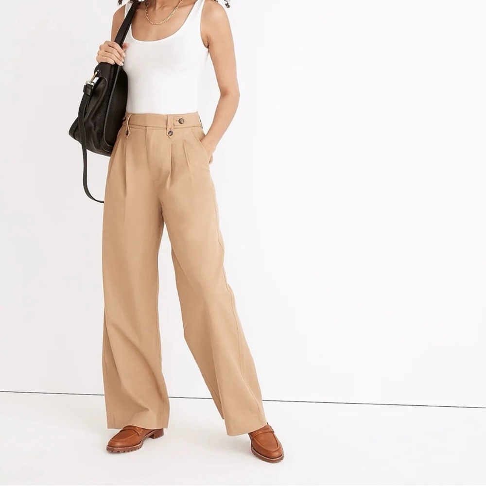 Madewell Harlow wide leg trousers. Khaki size 6.